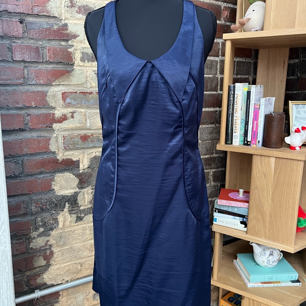 2008 Richard Chai For Target Navy Silk Razorback Dress Women’s 9 - Y2K
